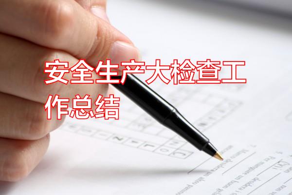 安全生产大检查工作总结专题范文